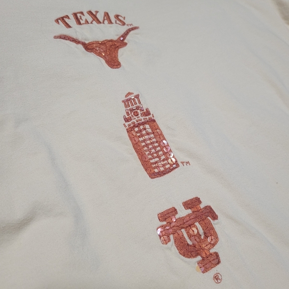 University of Texas UT Longhorn Embroidered Beaded Sequin Mid Sleeve Top, M - Picture 9 of 9